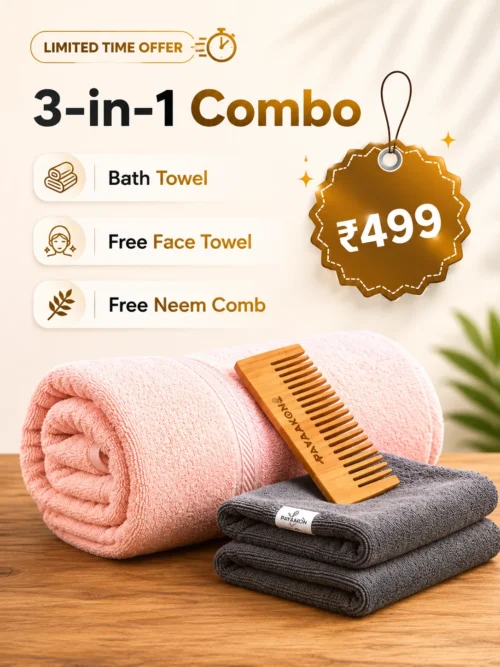 Bath Towel Kit (Free Face Towel + Neem Comb)